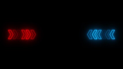 Right and Left-directional arrow loop animation. Animated neon arrows for the overlay video layer. arrow icon concept animation.