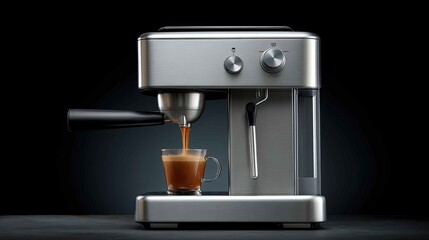 Modern Espresso Machine Preparing Fresh Brewed Coffee Shot