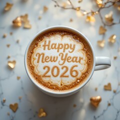 Happy New Year 2026 Coffee Art