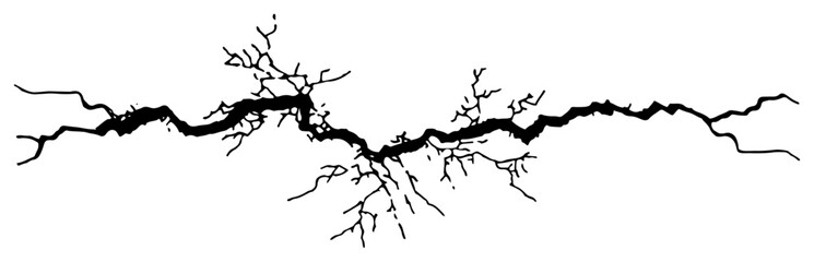 Fototapeta premium Long horizontal ground fissure or surface break sketch