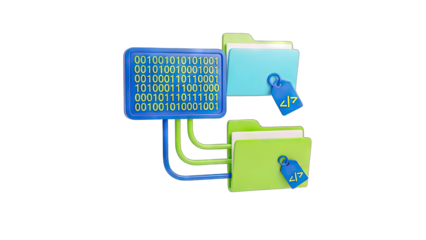 Data Processing: Binary Code Connecting to Folders