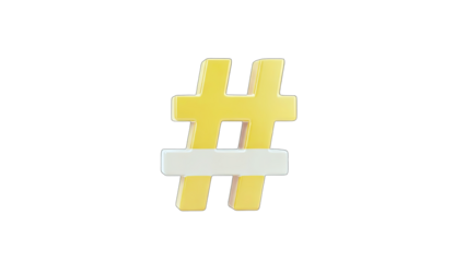 3D Hashtag Symbol on White Background
