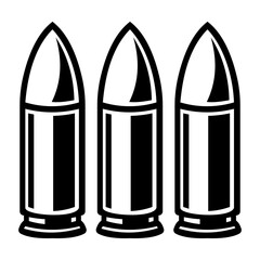Black and white vector illustration of three bullets in a minimal flat icon style, isolated on a white background