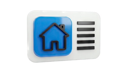 3D House Icon on a Blue Background - Modern Real Estate Concept