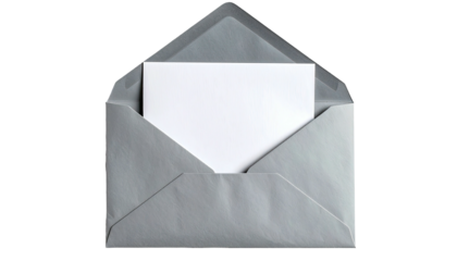 A close-up shot of a gray envelope with a blank white paper inside