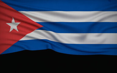 Naklejka premium Striking Cuban flag waving proudly with copy space below, a symbol of resilience and national pride for patriotic designs and cultural projects