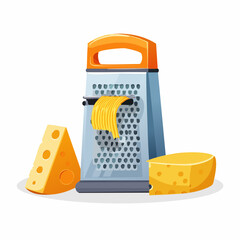 Grater with cheese and cheese wedges