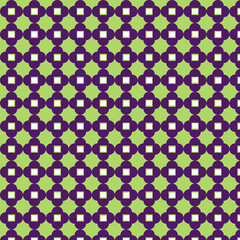 Purple and Lime Green Geometric Seamless Pattern with Rounded Square Motifs