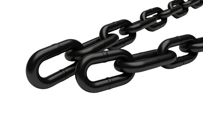 Obraz premium A close-up view of a metallic, linked chain against a stark, black background