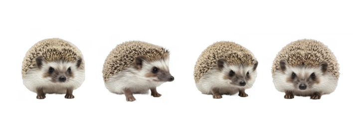 Set of Hedgehog Collection, Cute Spiny Mammal in Natural Poses, Detailed Wildlife Animal Illustration, isolated on transparent png background, oil paint