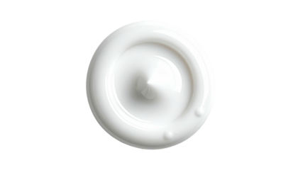A close-up view of a swirl of thick, creamy white substance against a black backdrop