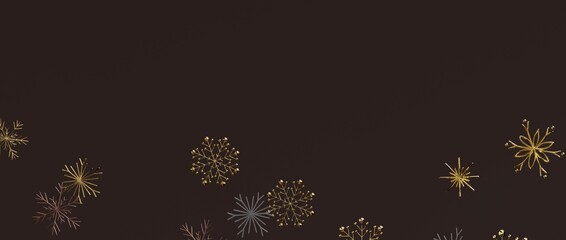 Christmas background with golden snowflakes against a dark brown backdrop. Perfect for seasonal greetings and © vegefox.com