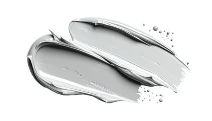 A close-up view of textured, fluid, off-white paint strokes on a black background, with bubbles