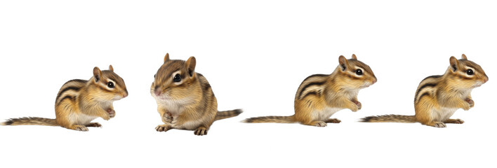 Set of realistic chipmunk collection isolated on transparent PNG background, oil paint © ibrahim