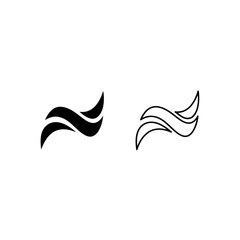 Obraz premium Black and White Outline Icons of Abstract Wavy Lines or Swirls Keywords: wave, swirl, abstract, icon, symbol, graphic, design