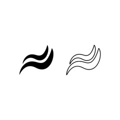 Two stylized curved lines icon representing waves or smoke steam abstract