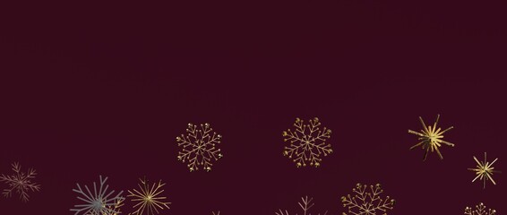 Christmas background with golden snowflakes, perfect for holiday greetings and festive designs. Evokes winter © vegefox.com