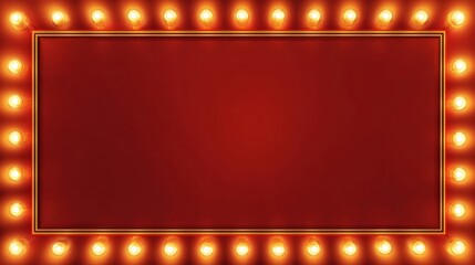 Retro Marquee Frame with Bright Lights and Red Background Design