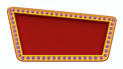 Bright Red Neon Sign with Decorative Lights and Empty Space for Text