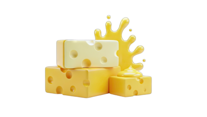 Cheese Cubes with Splash: Delicious Dairy Product Concept