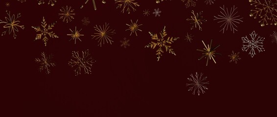 Stunning golden snowflakes against a rich burgundy backdrop, ideal for Christmas or winter themes. Perfect for holiday g