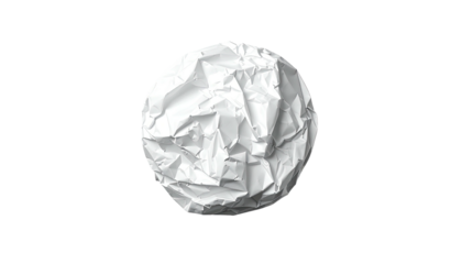 A crumpled sphere of bright white paper against a stark black background