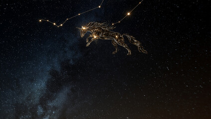 Celestial Pegasus Constellation in Starry Night Sky