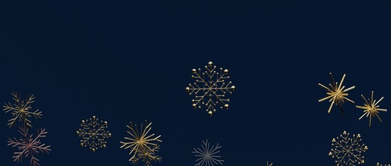 Stunning golden snowflakes against a deep blue backdrop, ideal for winter holiday designs and festive celebrat