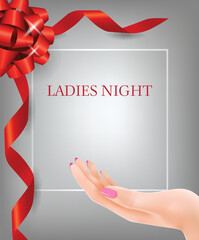 Ladies night lettering with ribbons and dessert