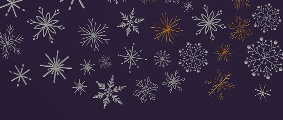 Sophisticated background featuring delicate snowflakes in silver and gold, perfect for holiday greetings and w © vegefox.com