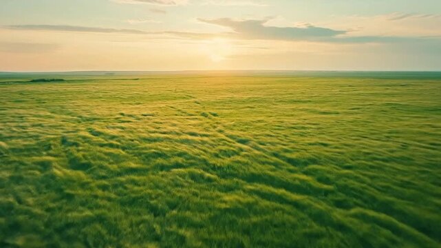 aerial view of open grassland plain greenfield 4K Videos