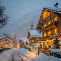 Cozy Winter Chalet Village