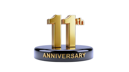 Golden 11th Anniversary Celebration on White Background