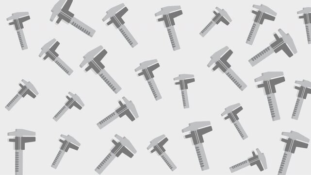 Seamless pattern of hammer icons on white background, construction tools, graphic design, industry concept, top-down view, minimalistic style