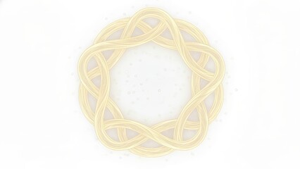 Golden intertwining rope knot design representing connectedness and unity on white