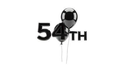 54th Anniversary Celebration with Balloons on White Background