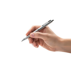 Hand holding pen isolated on transparent background isolated on transparent background