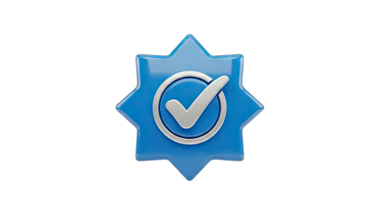 Verified Badge with Checkmark on Blue Star - Approval Concept