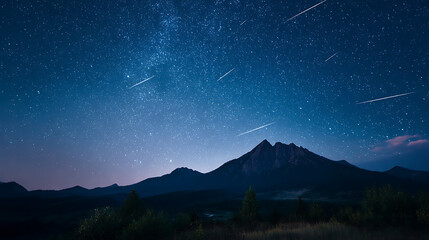 Stunning Astrophotography Of Meteor Shower Over Mountain Silhouette