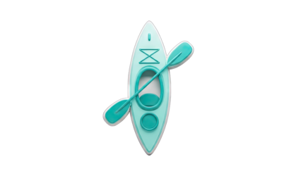 Kayak with Paddle Icon on White Background