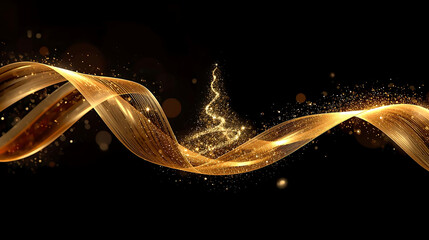 Sparkling Golden Ribbon Christmas Tree Decoration