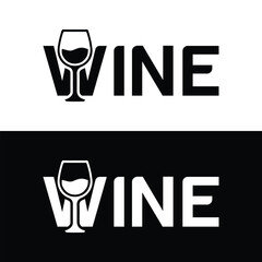 Modern wine logo design with elegant wine glass and vine lettering