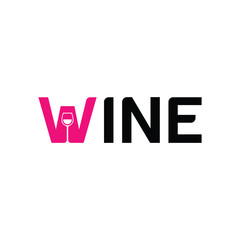 Modern wine logo with pink and black design elements