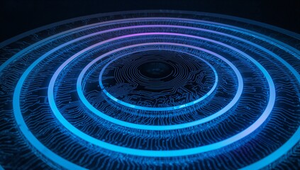 Abstract Circular Pattern with Blue and Purple Light Effects