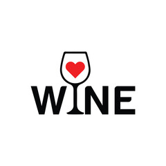 Stylish wine glass with heart symbol for love and passion