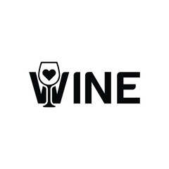 Modern wine logo with heart symbol in glass