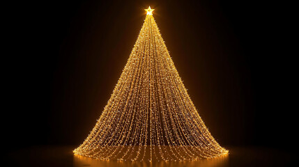 Elegant Golden Christmas Tree on Dark Background