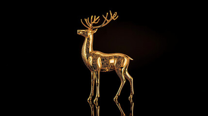 Luxurious Golden Deer Figure Against Dark Background
