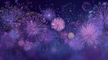 Fototapeta premium Fireworks display lights up the night sky during a celebration in a city
