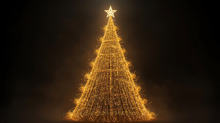 Festive Holiday Tree Made of Golden Lights